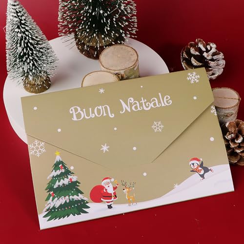 BETESSIN 2 Biglietti Natalizi Portasoldi - Con Buste - Scritta In Italiano 'Buon Natale E Felice Anno Nuovo' - 16x11 Cm - 5