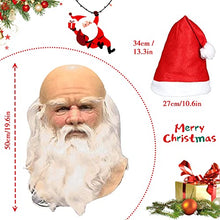 Carica l&#39;immagine nel visualizzatore di Gallery, MUOIVG Maschera Babbo Natale, Natale Babbo Maschera Latex Santa Claus, Christmas barba Rosso Cappello for Xmas Costume, Masquerade, Cosplay, Babbo Natale Maschera Uomo per Adulti