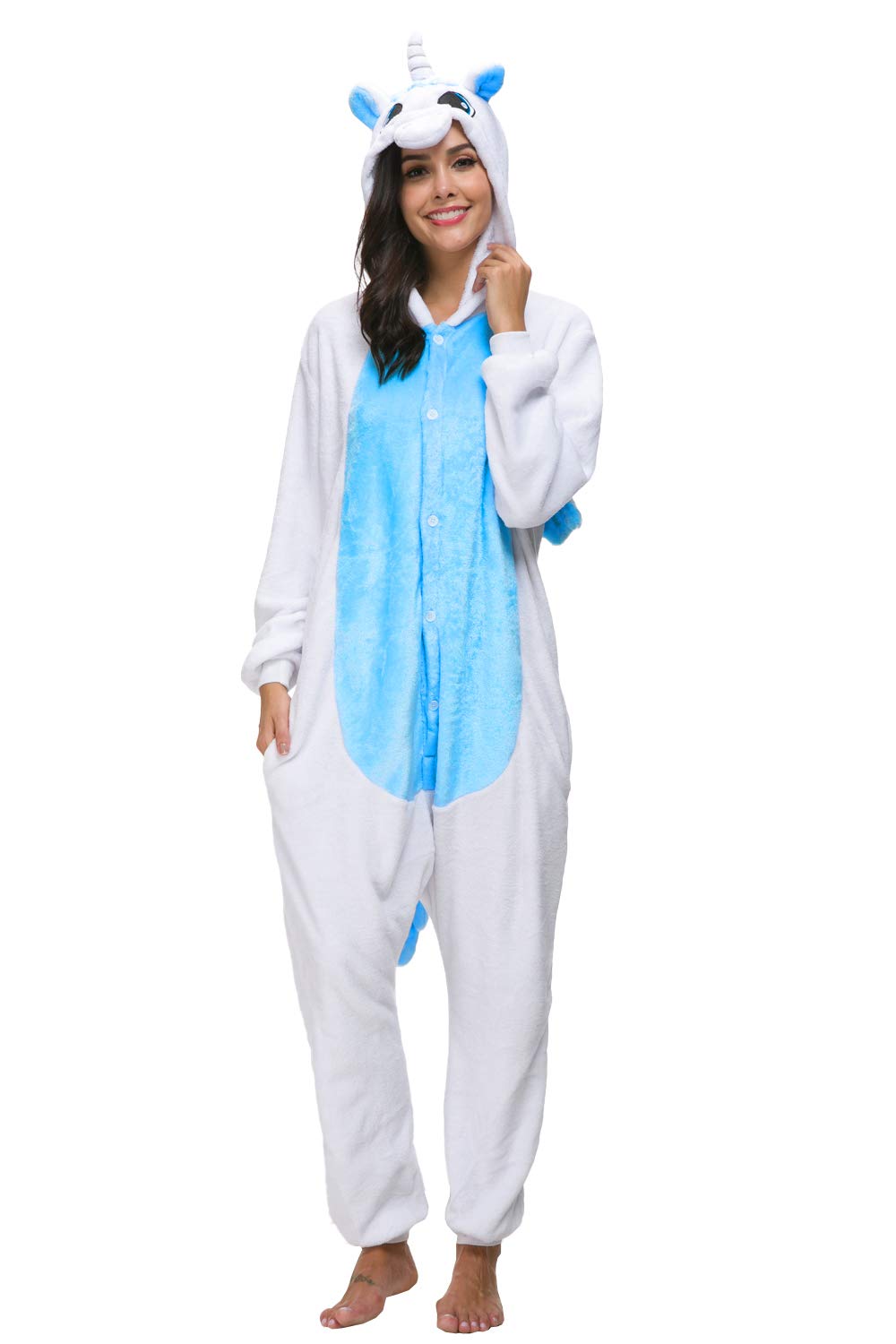 Kigurumi Unicorno Costumi di Carnevale Adulti L per alto 168-178 cm, Blu - Ilgrandebazar