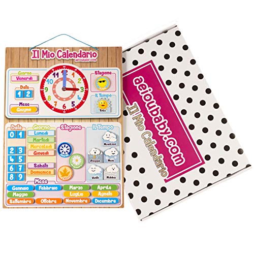 CALENDARIO OROLOGIO magnetico per bambini, Gioco educativo Data Tempo e Ora...