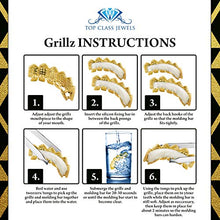Carica l&#39;immagine nel visualizzatore di Gallery, 24K Gold Plated Iced Out Grillz Con Diamanti Micropave CZ + 2 barre di... - Ilgrandebazar