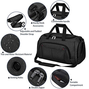 NUBILY Borsone Palestra Uomo Borsa Sportiva con Scomparto Scarpe Grande Nero