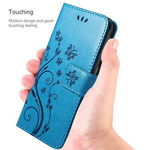 AROYI Cover Huawei P30 Lite, Retro Design Flip Caso in PU Pelle Premium Bleu - Ilgrandebazar