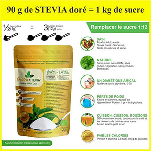 Dolcificante Golden Stevia pura in polvere 90g =1kg, sostituire lo zucchero,...