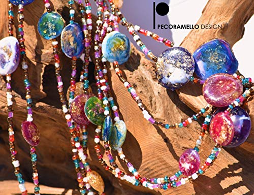 collana in perline di vetro e gemme resina artistica, gioiello... - Ilgrandebazar