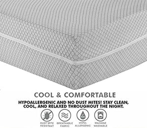 Coprimaterasso in 100% policotone, copertura totale con cerniera, per letto singolo, matrimoniale, king e super king, con cerniera, anti insetti, facile da pulire (MATRIMONIALE, GRIGIO CHIARO)