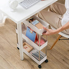 Carica l'immagine nel visualizzatore di Gallery, DoDuo Carrello portaoggetti per scaffalature su ruote, carrello portaoggetti a 3 ripiani, carrello scorrevole e scorrevole, carrello portaoggetti mobile