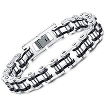 Carica l&#39;immagine nel visualizzatore di Gallery, Faysting EU Bracciale catena in acciaio inox moto personalizzata Nero Argento - Ilgrandebazar