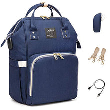 Carica l'immagine nel visualizzatore di Gallery, Zaino Mamma neonato Fasciatoio, Multifunzione Bambino Borsa Nappy Navy Blu 3