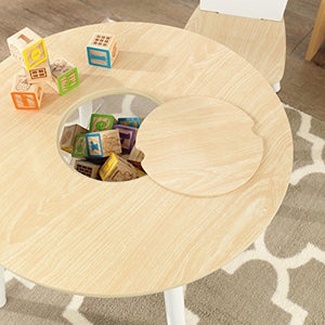 KidKraft 27027 Set Tavolo Rotondo con 2 Sedie, Legno, Naturale/Bianco - Ilgrandebazar