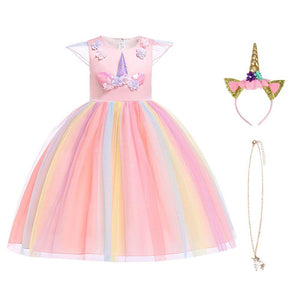 URAQT Ragazza Vestito Unicorno, Ruffles Fiori Festa Cosplay Abito da Sposa... - Ilgrandebazar