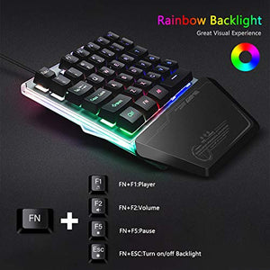 Lexon tech Tastiera da Gioco USB a Una Mano G40, 35 Tasti cablati con G40