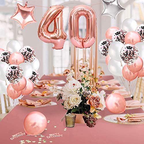 MMTX Palloncini Compleanno 40 Anni Oro Rosa Decorazioni per Feste –