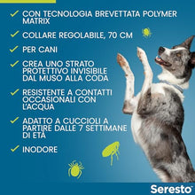 Carica l&#39;immagine nel visualizzatore di Gallery, Elanco Seresto Collare antiparassitario, Per cani oltre 8 kg, Elimina pulci, zecche, pidocchi e protegge dal rischio di trasmissione, Della leishmaniosi fino a 8 mesi, 1 pezzo