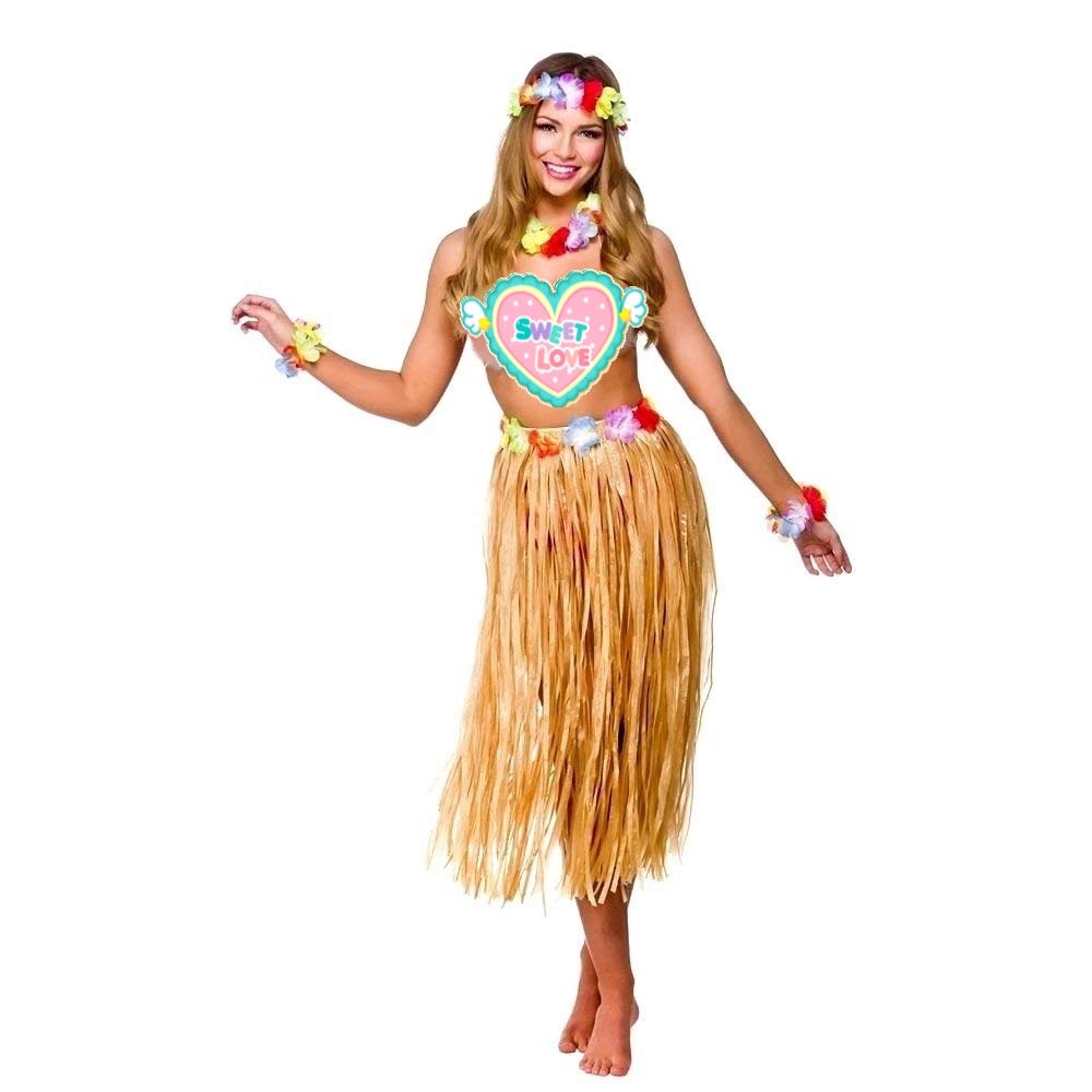 CHSYOO 4 in 1 Set di Costumi da Festa Hawaiana, Gonna Hula + Fascia per... - Ilgrandebazar