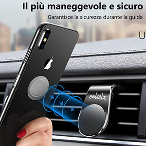 soleilx Supporto Auto Smartphone Magnetico Universale Porta Cellulare Nero - Ilgrandebazar