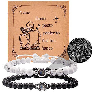 CheersLife Braccialetto Di Proiezione Ti Amo In 100 Lingue Braccialetti Di Coppia Regalo Per Uomo Fidanzato Fidanzata Marito Moglie Anniversario San Valentino Natale Compleanno Regalo Per Lui E Lei