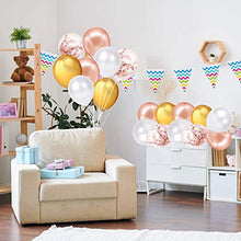 Carica l'immagine nel visualizzatore di Gallery, Palloncini di Coriandoli Oro Rosa, Palloncino in Lattice Bianco e Metallico...