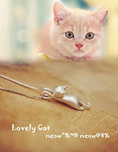ANEWISH Donna Collana Gatto Pendente s925 Argento Sterling, 45cm - Ilgrandebazar