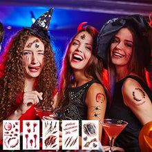 Carica l&#39;immagine nel visualizzatore di Gallery, Tatuaggi Halloween Tatuaggi Temporanei Trucco Halloween Zombie Scars Tatouages Autocollants avec Fake Scab Blood Spécial FX Costume Maquillage Props