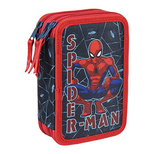 Artesania Cerda Plumier Triple Giotto Spiderman Sacca, 19 cm, Blu (Azul)