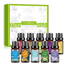 Carica l'immagine nel visualizzatore di Gallery, PHATOIL Oli Essenziali Profumo Set 10 x 10 ml Muschio Bianco Cocco Vaniglia Lino Fresco Brezza Marina Viola Orchidea Nera Cipria Magnolia Giapponese Mandarino Fresia