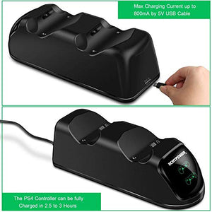 Ricarica Controller PS4 ,ECHTPower Docking Station e Verde&Rosso LED