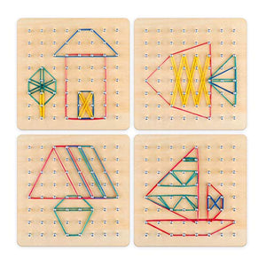 Coogam Geoboard di Legno con Carte Pattern attività e Bande Gomma -... - Ilgrandebazar