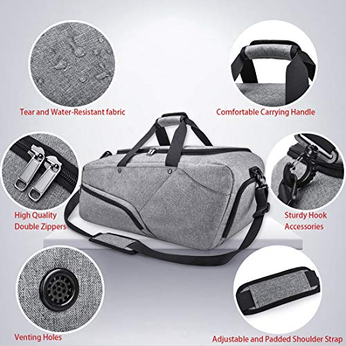 Borsone Palestra Uomo Borsa Sportiva Grande con Scomparto Scarpe Grigi Ilgrandebazar