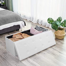 Carica l'immagine nel visualizzatore di Gallery, SONGMICS 120 L Pouf Contenitore Ottomane e poggiapiedi 110 x 38 x 38 Bianco - Ilgrandebazar