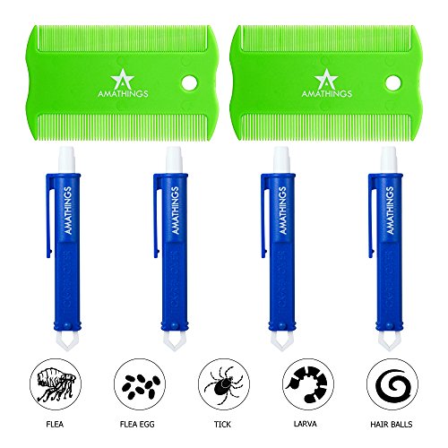 AMATHINGS, Set da 6 Pezzi per la toelettatura degli Animali Domestici, con 4...