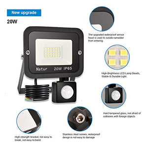 bapro 20W Faretto LED da Esterno con Sensore di 20W, Bianco Caldo