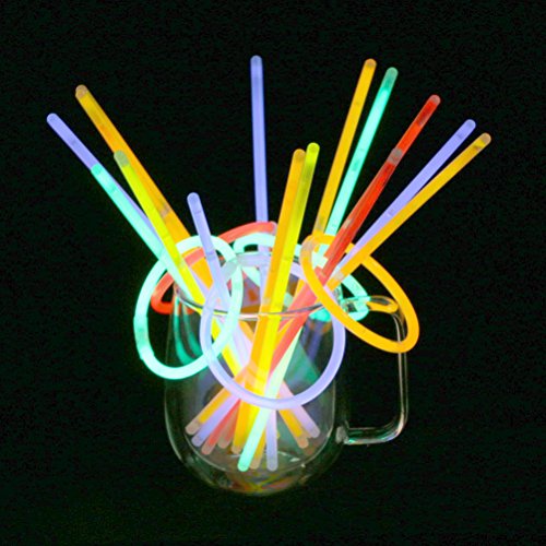 Vicloon 100 Pezzi Braccialetti Luminosi Fluorescenti Glow Stick,Colori Glow2