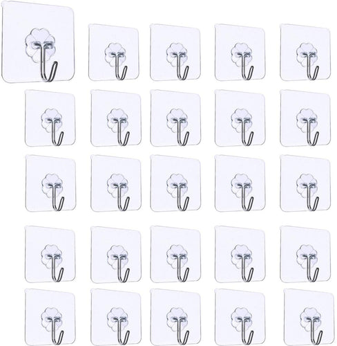 LABOTA 20PCS Ganci Adesivi Trasparenti,Gancio a Parete per Cucina con Ganci in Acciaio Asciugamano da Bagno Ganci a soffitto