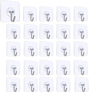 LABOTA 20PCS Ganci Adesivi Trasparenti,Gancio a Parete per Cucina con Ganci in Acciaio Asciugamano da Bagno Ganci a soffitto