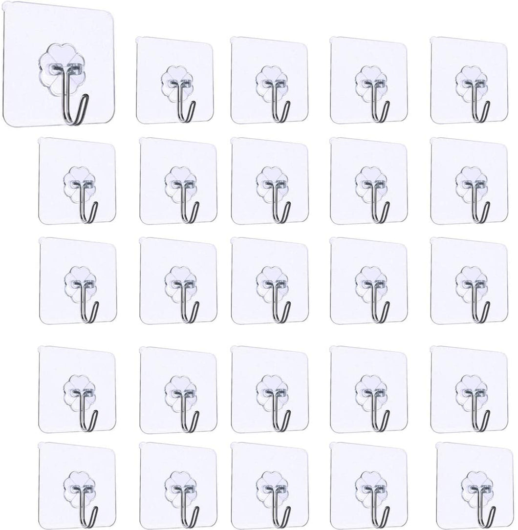 LABOTA 20PCS Ganci Adesivi Trasparenti,Gancio a Parete per Cucina con Ganci in Acciaio Asciugamano da Bagno Ganci a soffitto