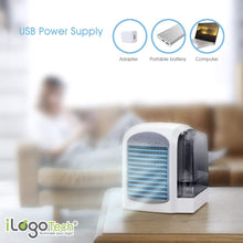 Carica l'immagine nel visualizzatore di Gallery, iLogoTech Aggiornato 3 in 1 Mini Condizionatore Portatile, Raffrescatore d'Aria Evaporativo, Aria Cooler, Umidificatore, Purificatore per Casa, Ufficio, Camera da Letto, All'aperto (3 velocità)