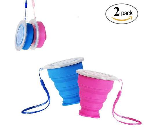 FUNNY HOUSE Tazza da Viaggio Pieghevole, Portabile a Livello Alimentare Blu - Ilgrandebazar