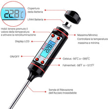 Carica l'immagine nel visualizzatore di Gallery, Habor Termometro Cucina Digitale, Termometro da Cucina 5S Lettura Immediata, 5.8" Sonda Super Lunga e Display LCD per BBQ Carne Barbecue Vino Latte Olio Dolci Alimenti Griglia Acqua
