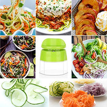 Carica l&#39;immagine nel visualizzatore di Gallery, Sedhoom Spiralizzatore di Verdure 4 in 1 Affetta Verdure Affettatrice Multifunzione di Verdure a Spirale Affettaverdure Tagliaverdure con 4 Lame Rotanti Grattugia per Carote, Cetrioli, Patate, Zucca