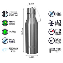 Carica l&#39;immagine nel visualizzatore di Gallery, centtechi Bottiglia Termica Acciaio Inox,720ml 24 Ore Freddo 720ML, argento - Ilgrandebazar