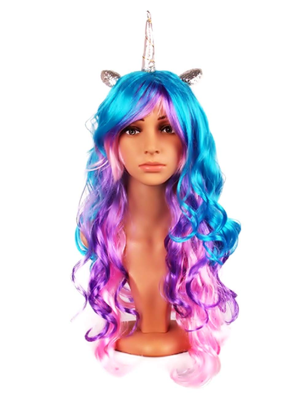 Inception Pro Infinite Parrucca - Unicorno - Orecchie - Corno Multicolore - Ilgrandebazar