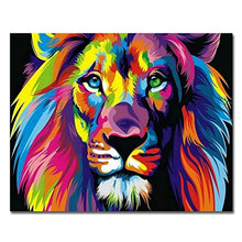 Carica l&#39;immagine nel visualizzatore di Gallery, BOSHUN Dipingere con i Numeri Kit pennelli e senza telaio, Leone Colorato - Ilgrandebazar