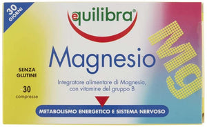 Equilibra Integratori Alimentari, Magnesio con Vitamine del Gruppo B, Integratore Magnesio e Vitamine B1, B5 e B6, Per il Normale Metabolismo Energetico, Senza Glutine, 30 Compresse Magnesio con Vitamine Gruppo B 30 Compresse
