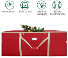 Carica l&#39;immagine nel visualizzatore di Gallery, Housolution Borsa Portaoggetti per Albero di Natale, Custodia per Alberi Smontati Fino a 8 Piedi, Sacca Borsa in Oxford 600D con Manici a Fibbia e Doppia Cerniera per Alberi Artificiali, Rosso + Oro