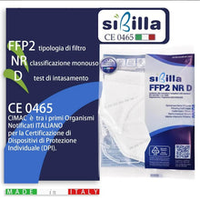 Carica l&#39;immagine nel visualizzatore di Gallery, SIBILLA 50 Pezzi Mascherine FFP2 NR D Bianche Certificate CE0465 Ente Italiano, Mascherine FFP2 Made in Italy per Adulti a 5 Strati in Confezioni Singole