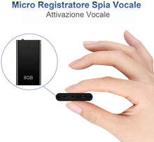 Carica l&#39;immagine nel visualizzatore di Gallery, Mini Spia Registratore Vocale H+Y con Attivazione Vocale, Memoria da 8GB, Ricaricabile USB e funzioni MP3, Ideale per Lezioni, Riunioni, Interviste, Fino a 96 ore
