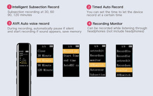 Supereye 16GB Registratore Vocale Digitale, con 10.0 x 2.2 x 1.1 cm, Nero - Ilgrandebazar