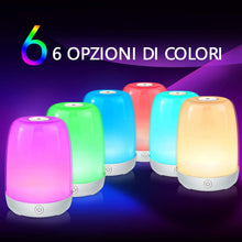 Carica l'immagine nel visualizzatore di Gallery, Lampada da Comodino LED, Tanbaby Lampada Notturna LED con 3 Luminosità di Luce Calda+ Luce Muliticolore Regolabile RGB Lampada da Comodino per camera da letto, soggiorno, ufficio, esterno e festa