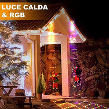 Carica l&#39;immagine nel visualizzatore di Gallery, Scala LED Con Babbo Natale Luminoso da Esterno ed Interno, Decorazioni Natalizie Multifunzione 8 Modalità Controllo via App e Telecomando, Impermeabile IP44 Bianco Caldo e RGB